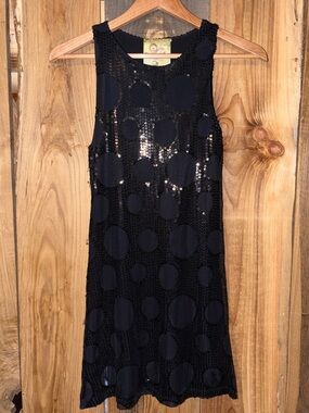 Y2K Spoiled Black Sequin Polka Dot Mini Dress